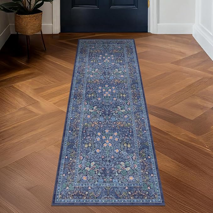 Hazo Haus Non Slip 2x10 Dark Blue Hallway Runner - 10ft Long Runner Rugs - Image 3