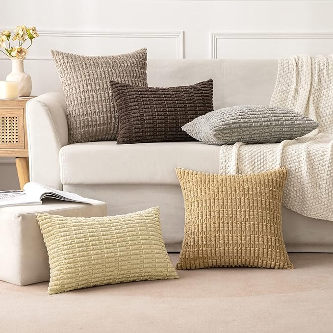 MIULEE Pack of 2 Corduroy Decorative Throw Pillow Covers 16x16 Inch Soft Boho - Image 2