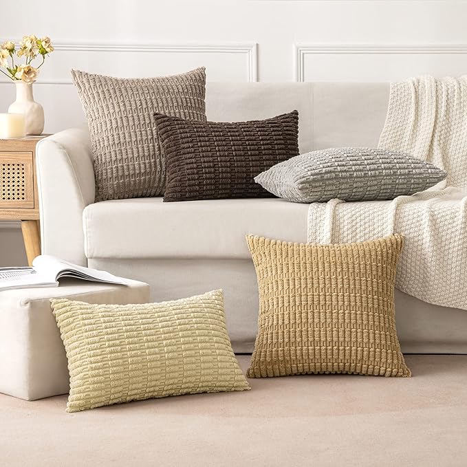 MIULEE Pack of 2 Corduroy Decorative Throw Pillow Covers 20x20 Inch Soft Boho - Image 5