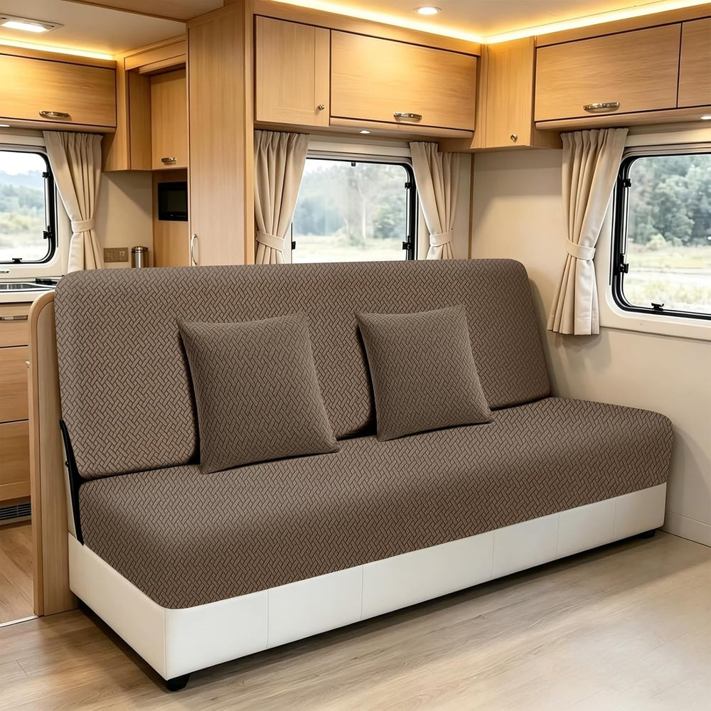 RV Couch Covers for Sofa Bed – 2 Piece with 2 Pillow Covers,Brown