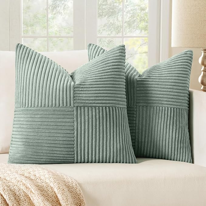 MIULEE Greyish Green Decorative Euro Sham Pillow Covers 24x24 Inch by MIULEE