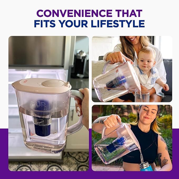 PUR 7-Cup Water Pitcher, 1 Genuine Filter, Great-Tasting Water, Dishwasher Safe