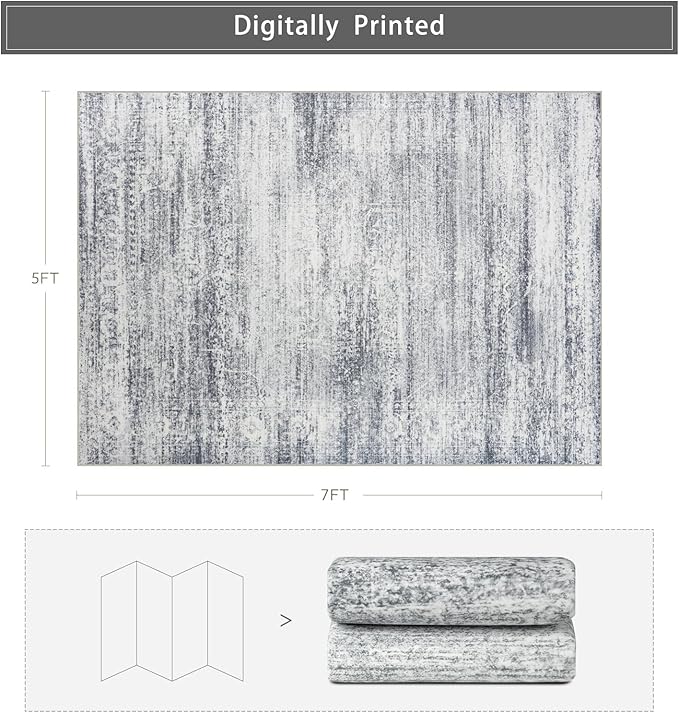 Washable Rugs 5x7 Area Rugs for Living Room, Rugs for Bedroom, Large Carpets - Image 2