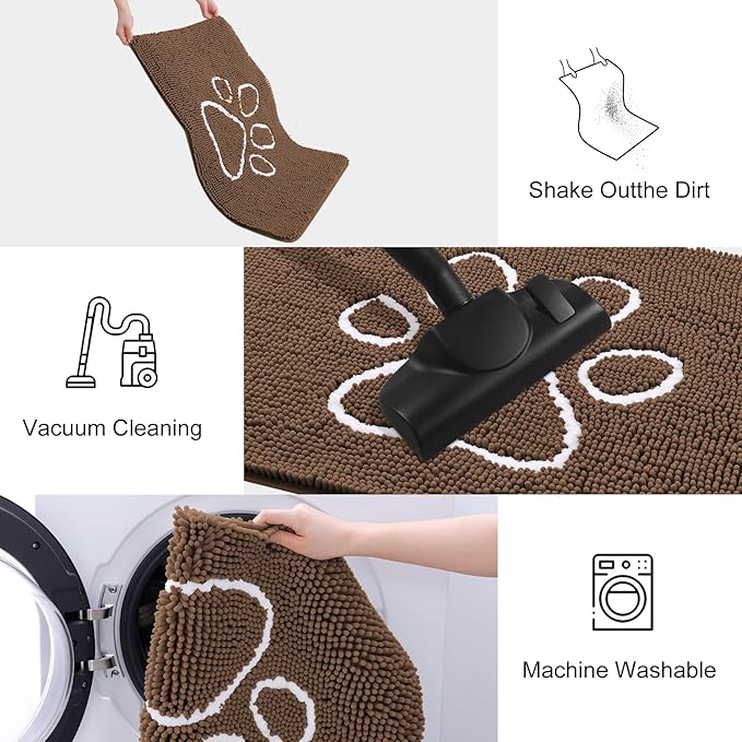 Smiry Dog Door Mat for Muddy Paws, Absorbent Dirt Trapper Non Slip Quick Dry - Image 6