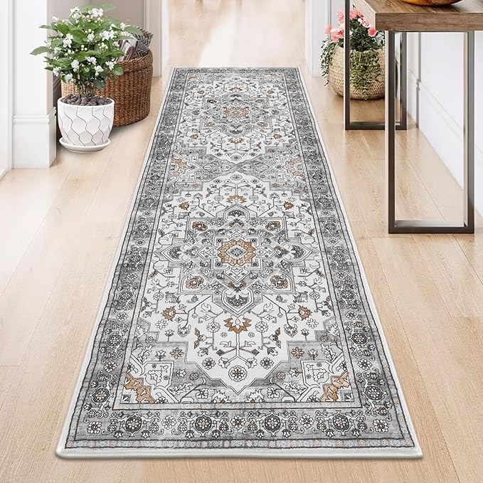 HEBE Hallway Runner Rug 2'x6' Washable Vintage Distressed Area Rugs Non Slip - Image 8