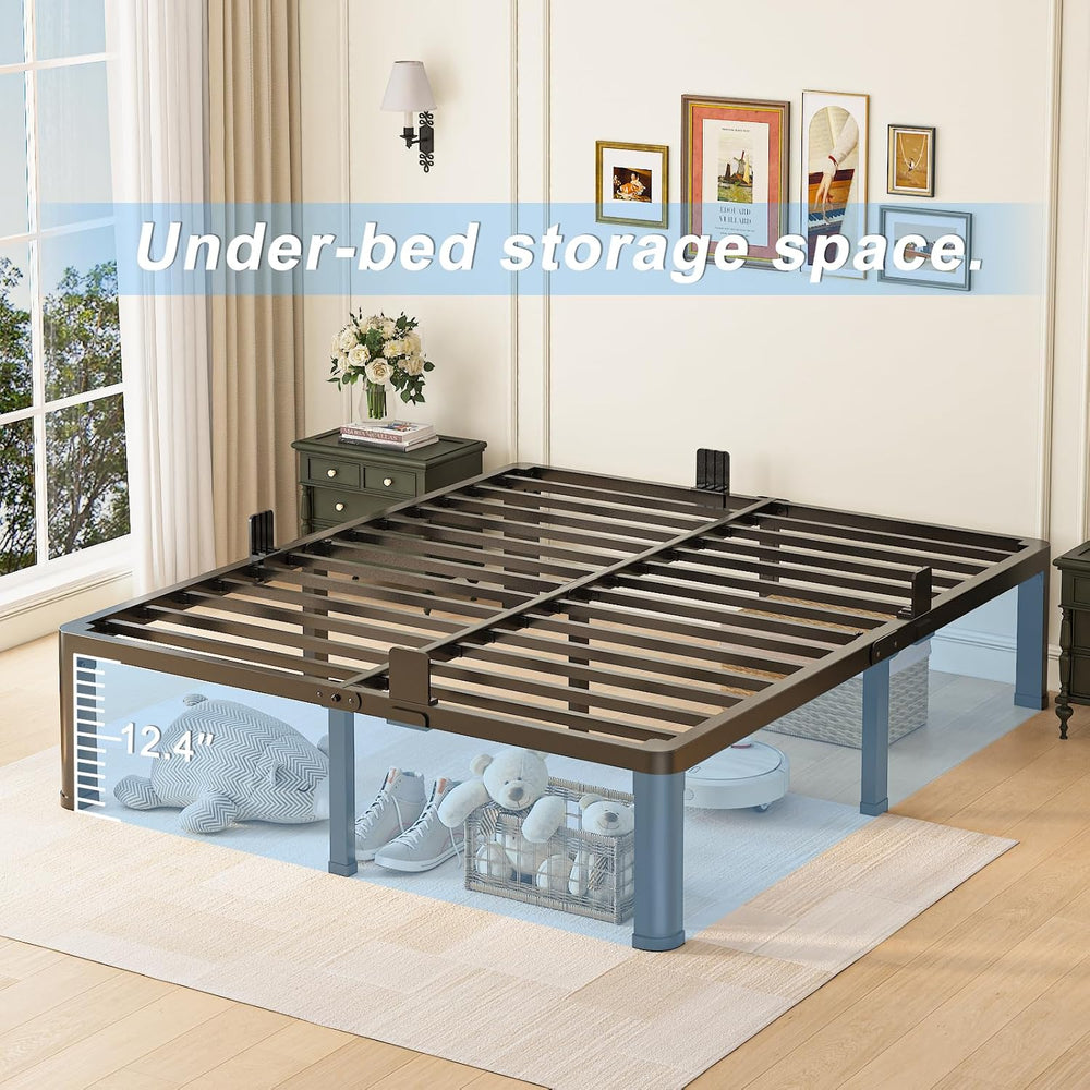 Yitong Angel 14 inch Full Size Bed Frame with Round Corner Legs Mattress Slid...