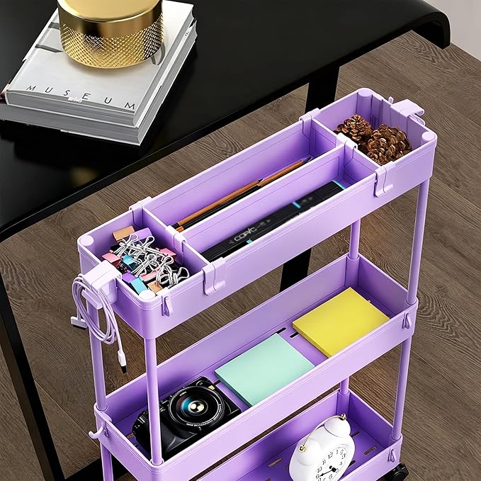 SPACELEAD Slim Storage Cart 3 Tier, Bathroom Organizer Rolling Utility - Image 5