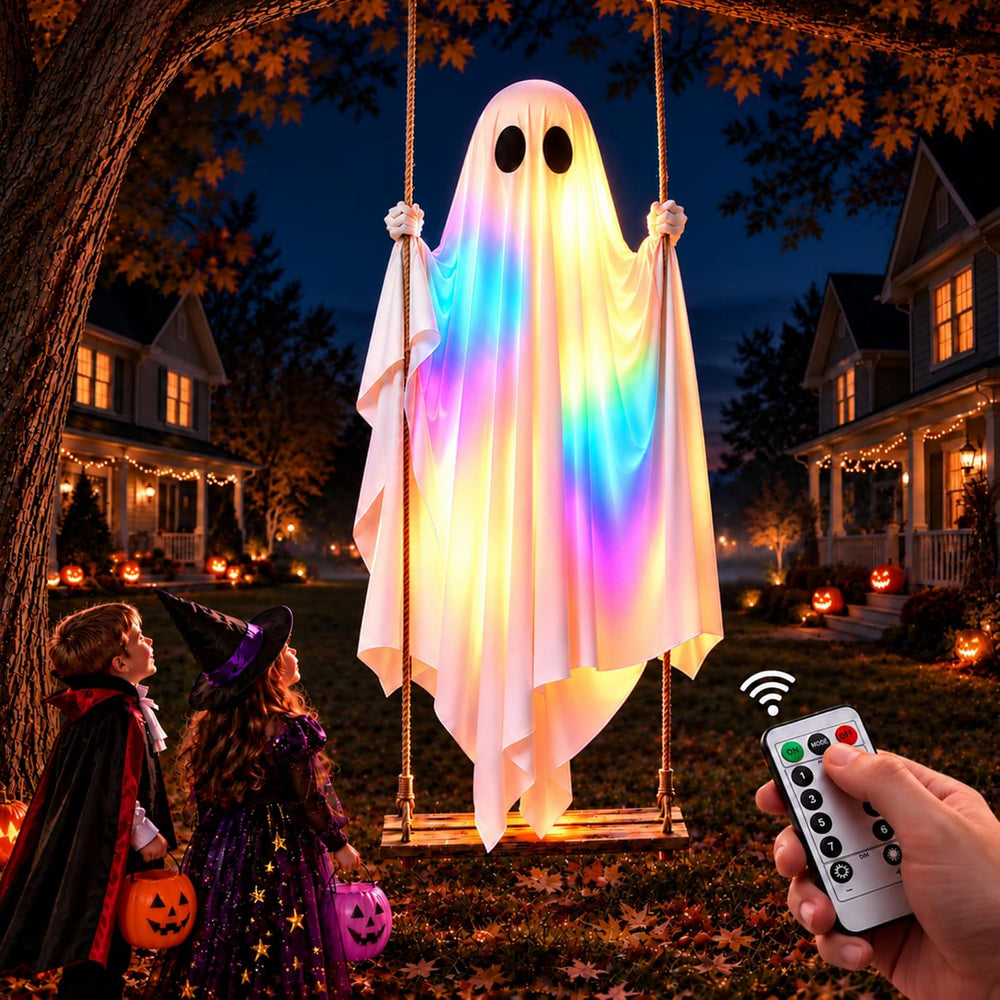 Halloween Decorations Outdoor - 5.5FT Large Hanging Swing Ghost