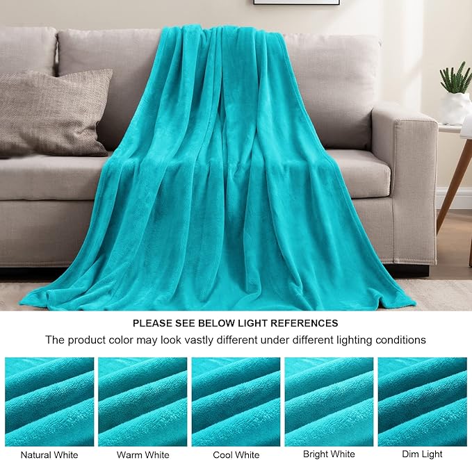 BEDELITE Fleece Blankets Queen Size Teal Throw Blankets - Image 5
