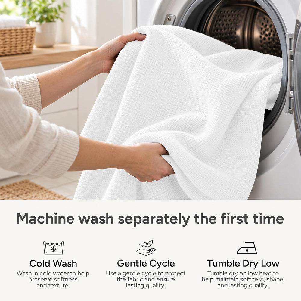 100% Cotton Blanket King Size Thermal Blanket (108"x90") - Lightwei...