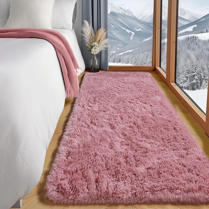 ONASAR Blush Runner Rugs for Bedroom Living Room, Fluffy 2x6 Bedside Hallway - Image 4