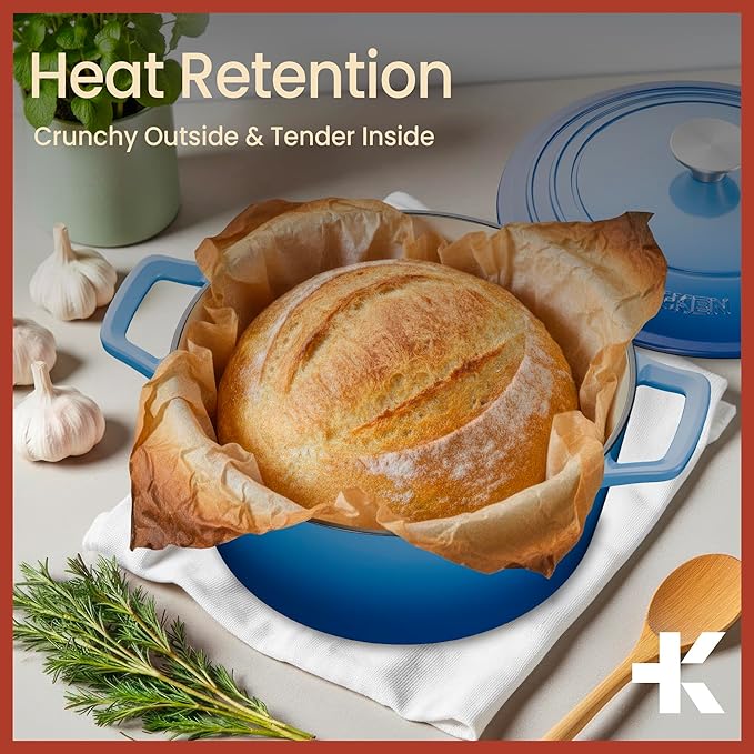 Bakken Enameled Cast Iron Dutch Oven Pot, 6QT Dutch Oven - Image 3