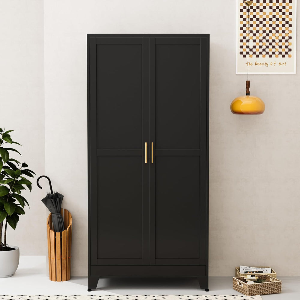 GAIOUS Metal Wardrobe Cabinet with Hanging Rod, Clothing Storage Cabinets