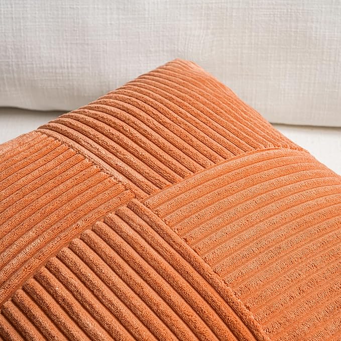 Fancy Homi 2 Packs Burnt Orange Big Decorative Throw Pillow Covers 24x24 Inch - Image 3