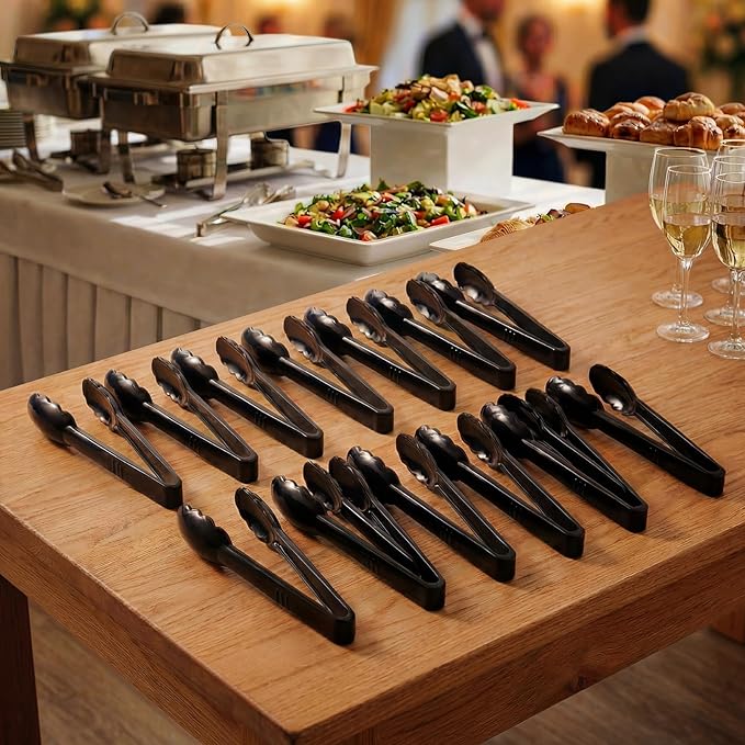 24 Pack Plastic Tongs for Serving, 9 Inch Disposable & Reusable Food Tongs - Image 8