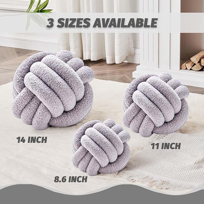 Uvvyui Knot Pillow Ball, Soft Home Decorative Round Throw Pillow, Handmade - Image 2