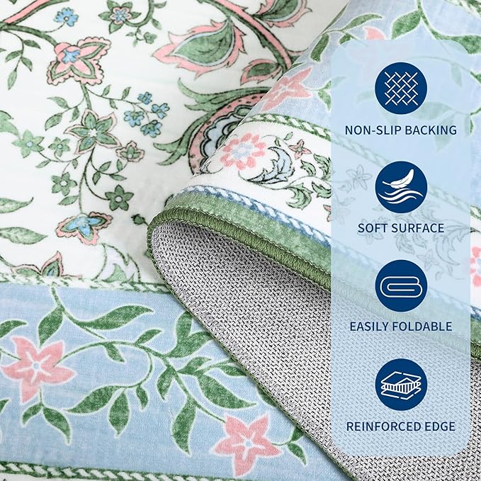 GarveeHome Blue Green Pink 2x3 Door Mat Indoor Rugs - Image 7