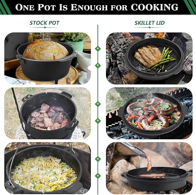 5QT Cast Iron Dutch Oven with Stainless Steel Scrubber, HaSteeL 2-In-1 - Image 7