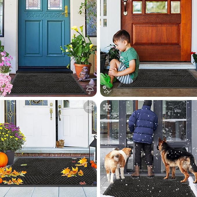 Smiry Front Door Mat Outside Entrance, Heavy Duty Sturdy Natural Rubber Doormat - Image 7