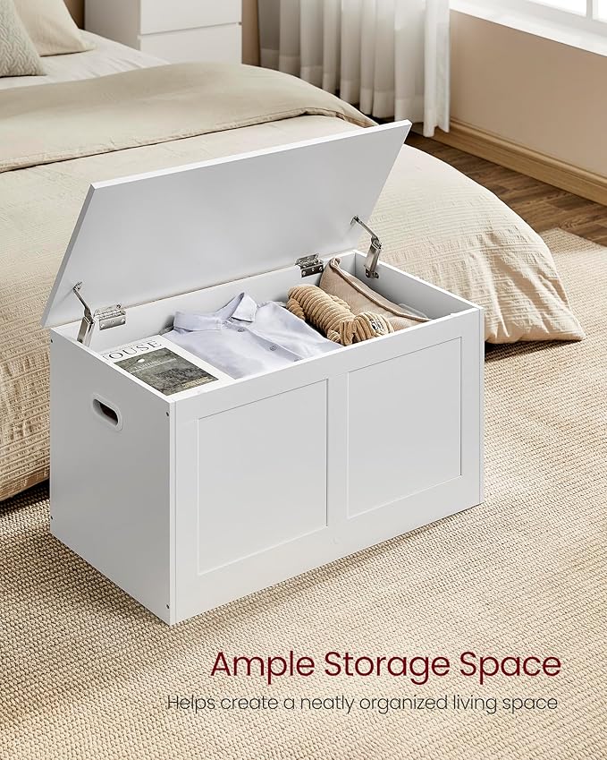 VASAGLE Storage Chest, Storage Trunk with 2 Safety Hinges, Storage Bench, Sho...