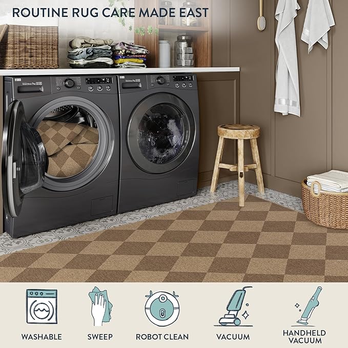 Lahome Colette Checkered Easy Jute 6x9 Rug, Large Rugs - Image 5