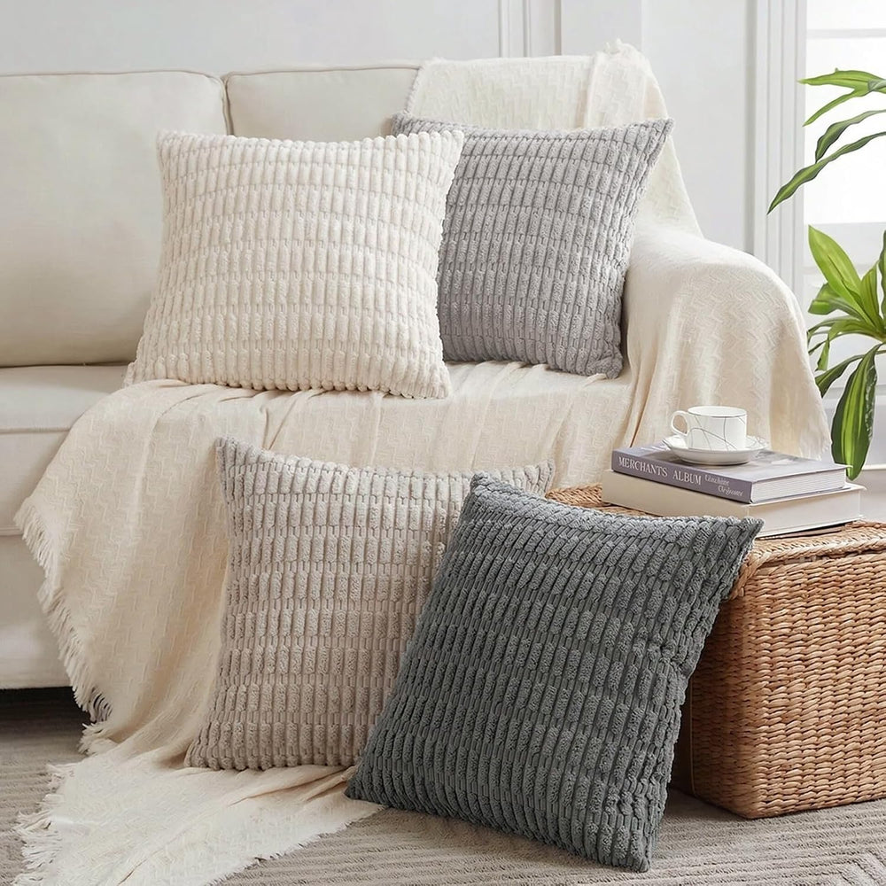 Fancy Homi Set of 4 Grey and White Boho Decorative Throw Pillow Covers 28x28