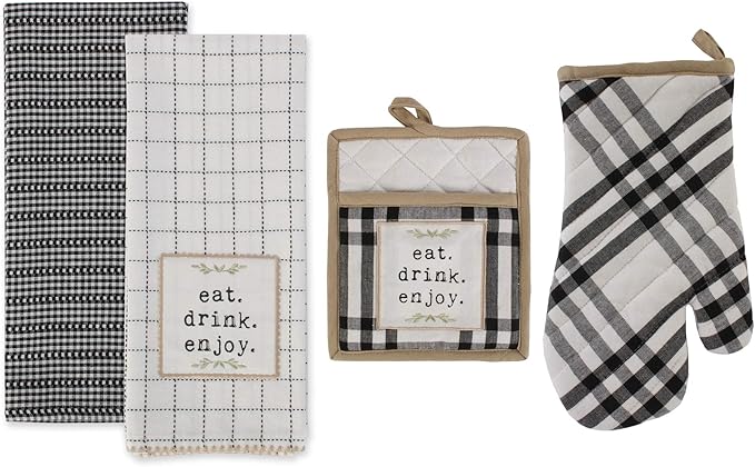 DII Home Sweet Farmhouse Kitchen Collection, Potholder/Oven Mitt/Dishtowel Set by DII