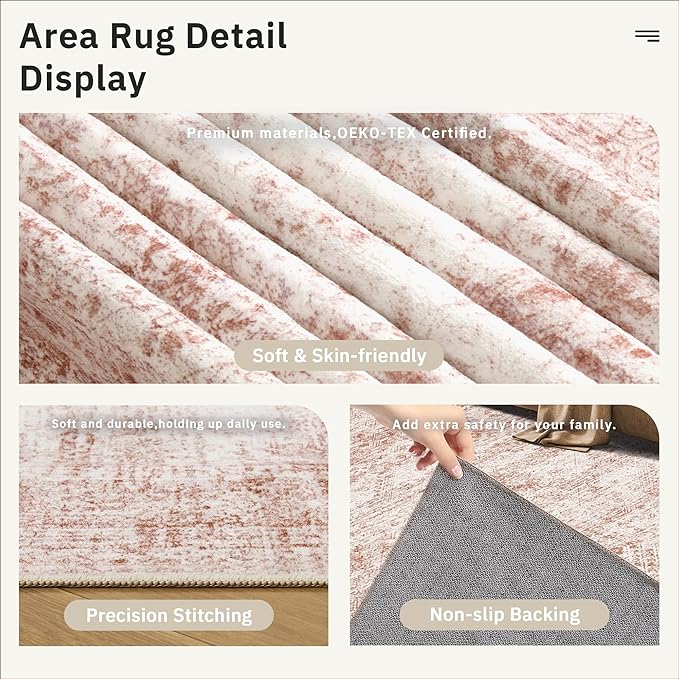 6x9 Area Rug for Living Room Washable Non-Slip Modern Rugs for Bedroom Dining - Image 6
