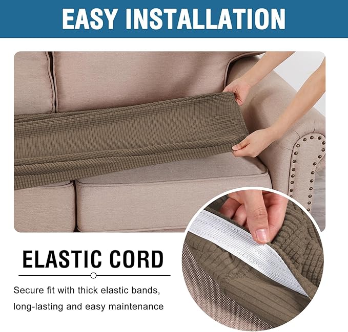 H.VERSAILTEX Super Stretch Individual Seat Cushion Covers Sofa Covers Couch - Image 5