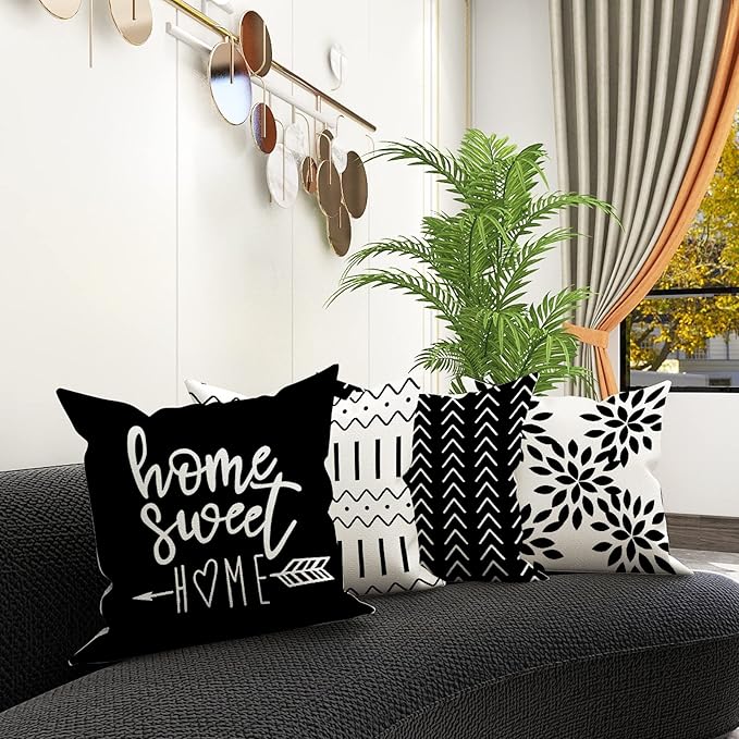 YCOLL Pillow Covers 16x16 Set of 4, Modern Sofa Throw Pillow Cover, Decorative - Image 3