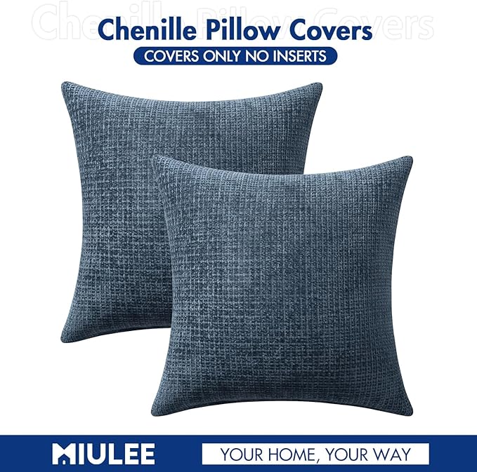 MIULEE Pack of 2 Couch Throw Pillow Covers 16x16 Inch Coastal Navy Blue Modern - Image 7