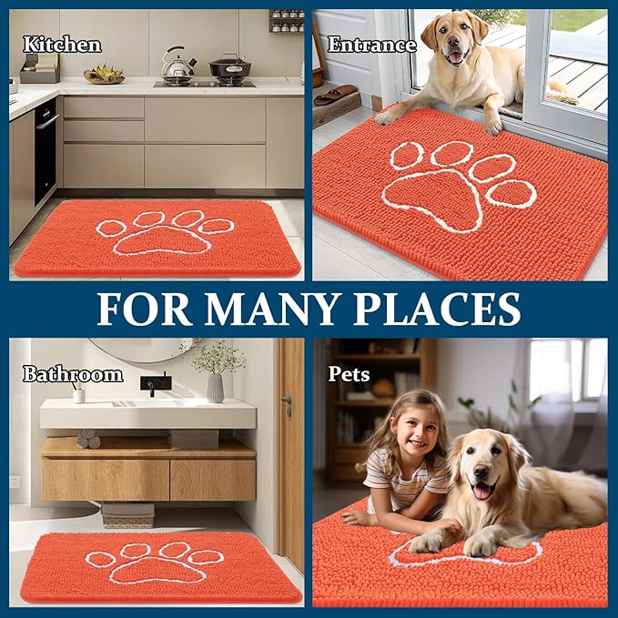 OLANLY Dog Door Mat for Muddy Paws 30x20, Paw Print Design, Absorbs Moisture - Image 8