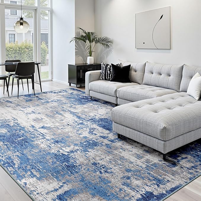 Washable Area Rugs 8'x10' Non-Slip Modern Abstract Soft by RELEANY