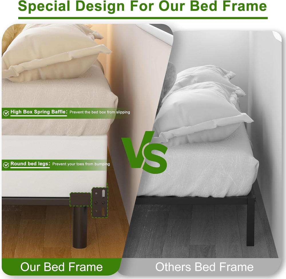 EMODA 7 Inch Full Size Bed Frame for Box Spring and Mattress, Black
