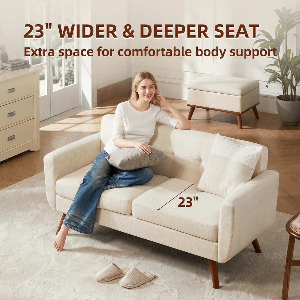 Tbfit 65" W Loveseat Sofa, Mid Century Modern Decor Love Seat Couches fo...