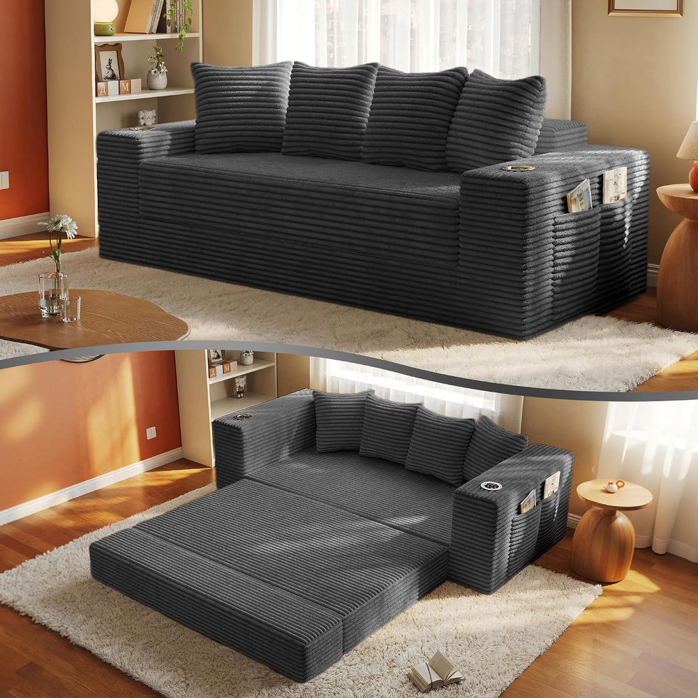 MoonSpeak 77'' Futon Couch Bed, Boneless Sofa for Living Room