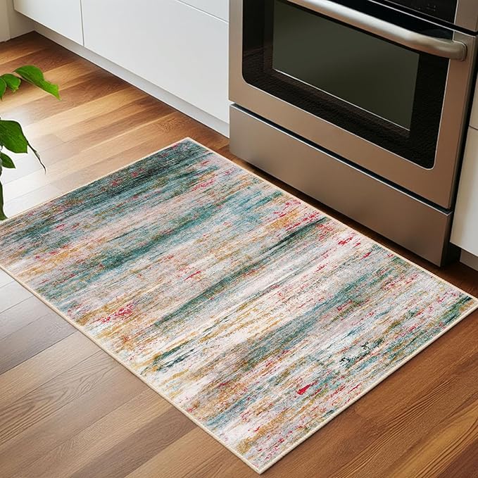 KOZYFLY Modern Abstract Small Area Rugs, 2x3 Washable Kitchen Rug Non-Slip Soft - Image 3