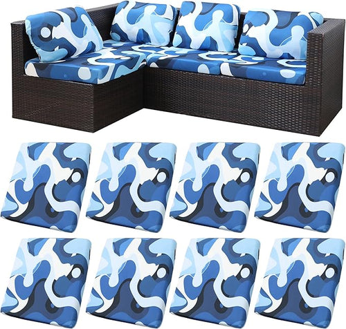 8Pcs Stretch Patio Cushion Covers, by BIETYONE