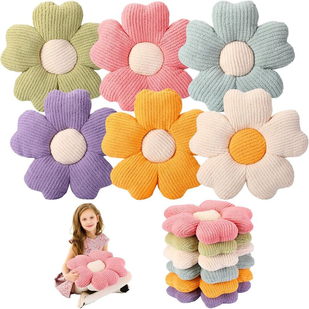 6 Pcs Flower Shaped Pillows, Daisy Floor Throw Pillows, Bright Color
