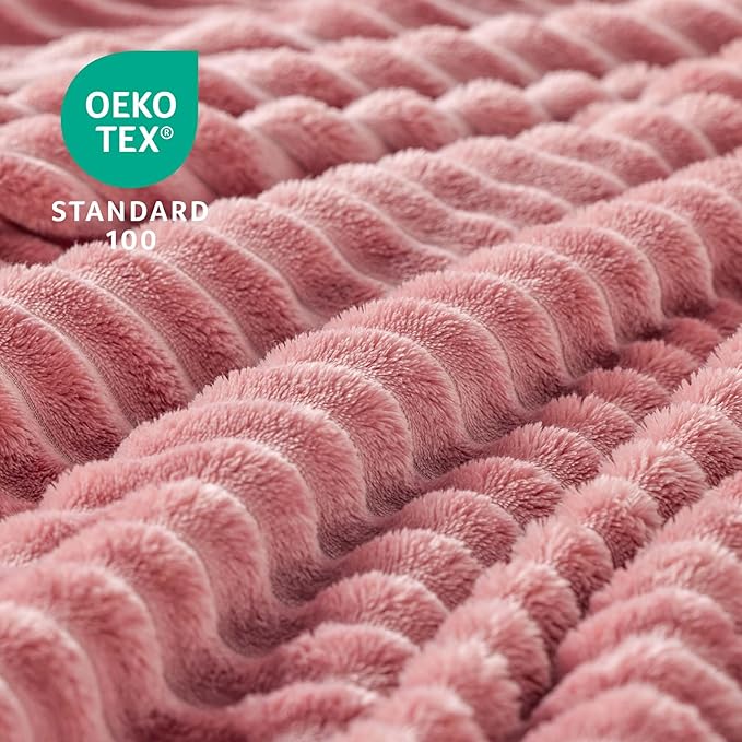 BEDELITE Fleece Blanket Twin Size – 3D Ribbed Jacquard Soft and Warm Decorative - Image 3