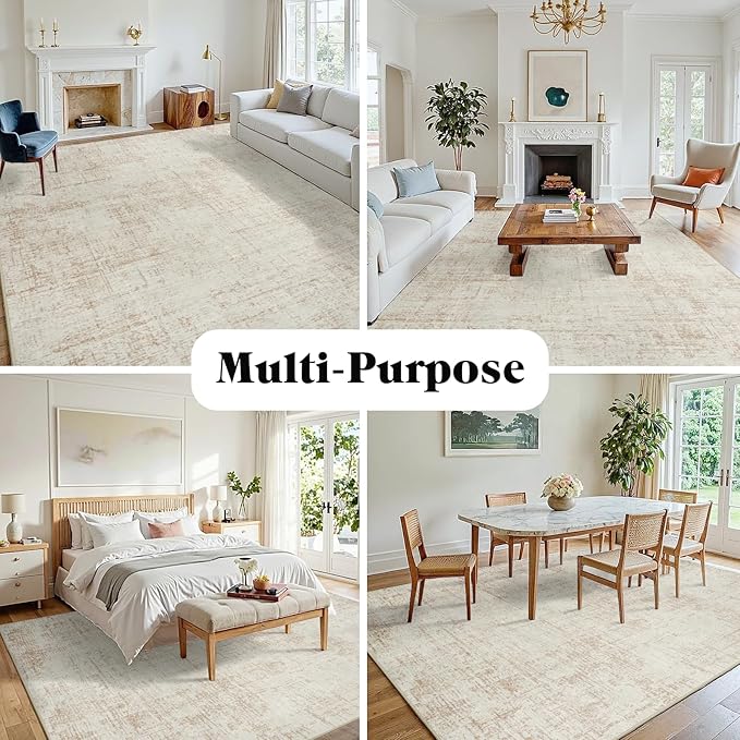 9x12 Area Rugs for Living Room Washable Rug: Anti-Skid Abstract Modern Living - Image 3