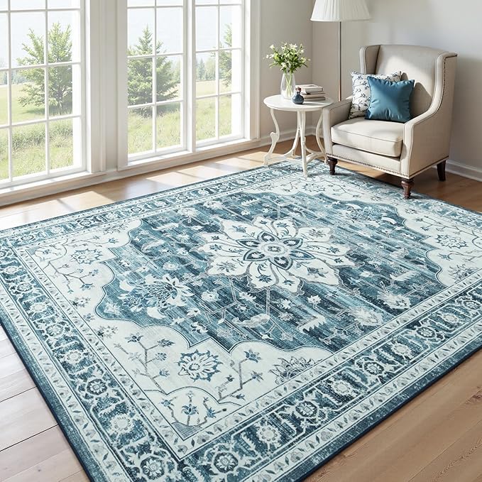 Lofus 8x10 Washable Area Rug, Vintage Floral Rugs - Image 8