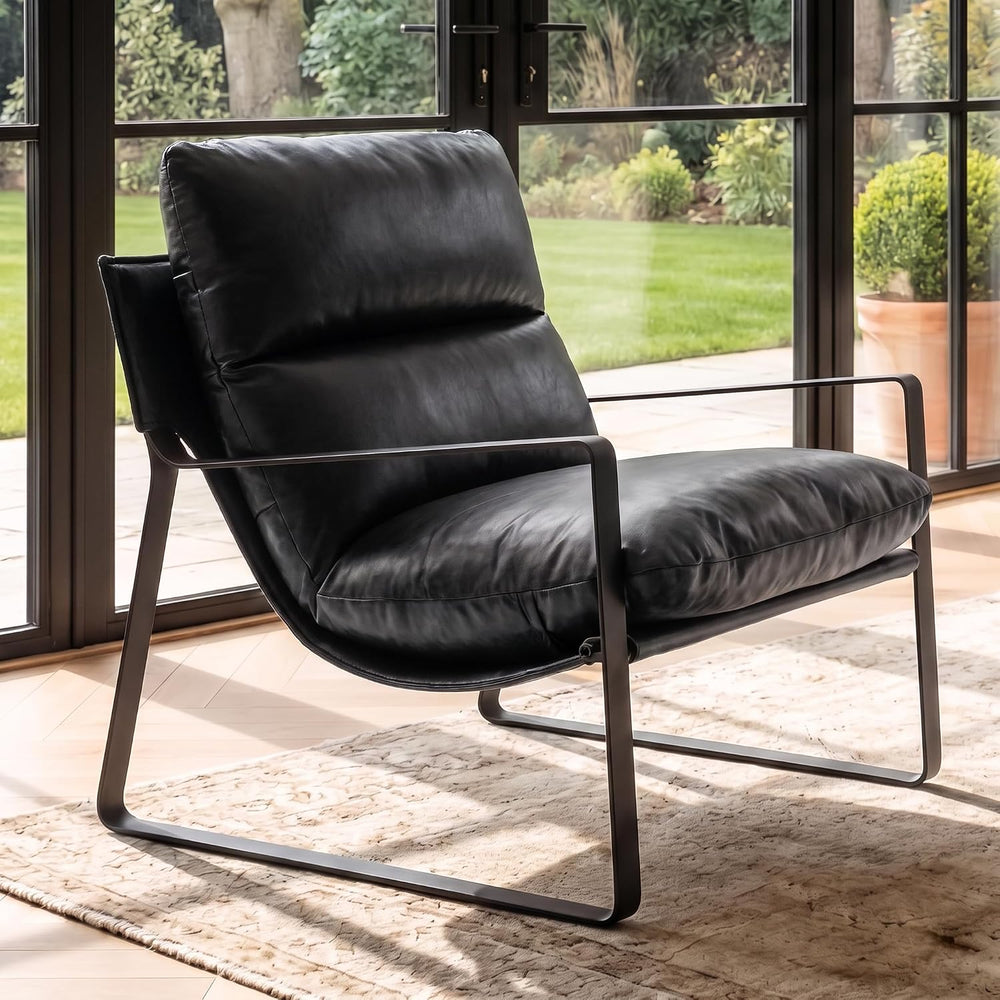 HEAH-YO Modern PU Leather Accent Armchair, Upholstered Living Room Chair with...