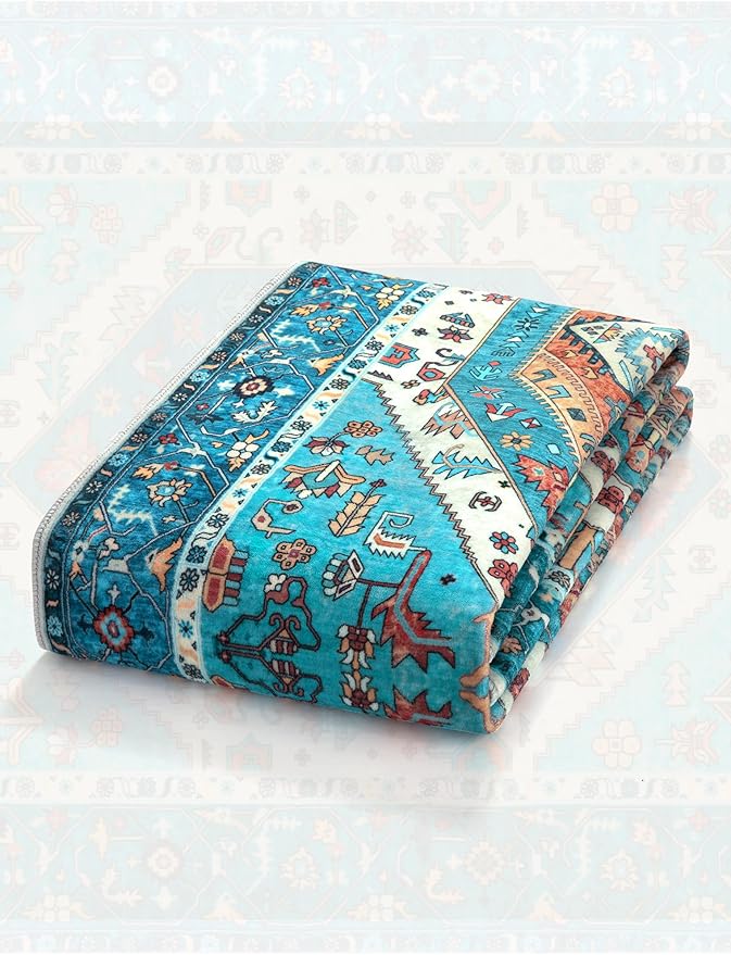 SERISSA Boho Washable Runner Rug, 2x6 Rug Runner Non-Slip Vintage Blue Hallway - Image 7