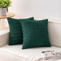 Pack of 2 Corduroy Decorative Throw Pillow Covers 16x16 Inch Soft Striped by Unknown