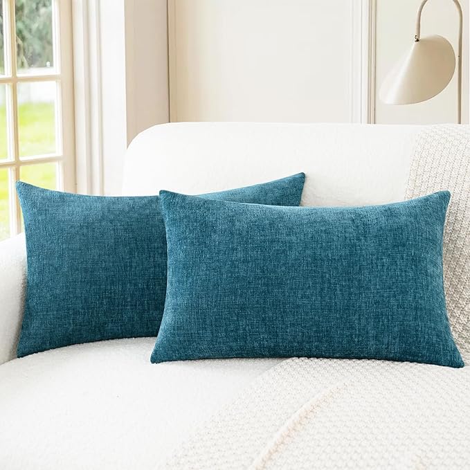 CaliTime Throw Pillow Covers Decorative 12 X 20 Inches Pack of 2 Cozy Chenille by CaliTime