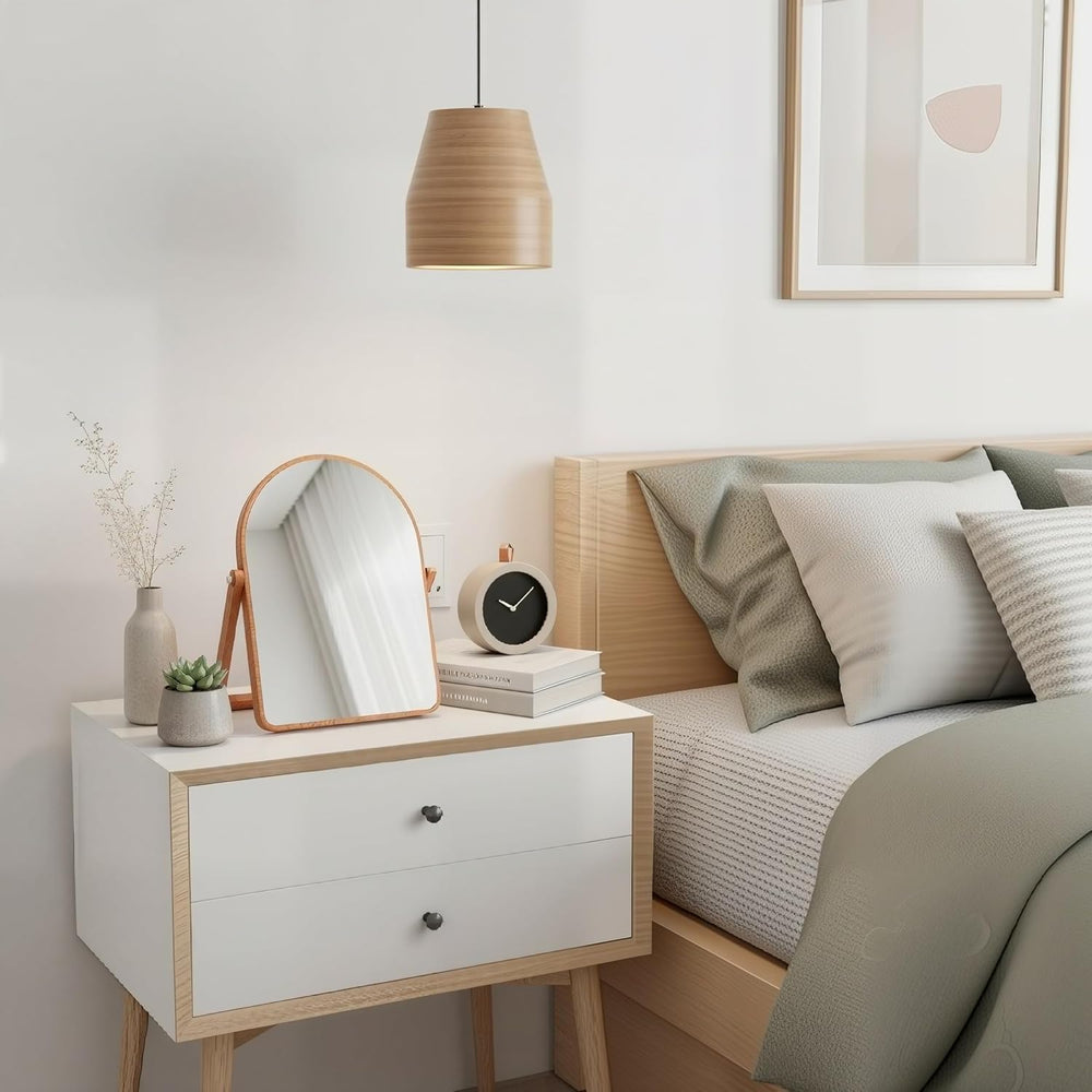 Arched Desk Mirrors with Stand- Wood Table Makeup Mirrors