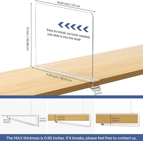 10 Pack 12 Inches Clear Shelf Dividers - Image 2