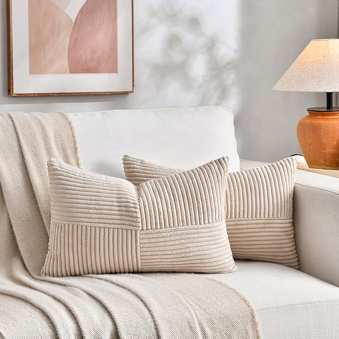 Fancy Homi 2 Packs Tan Lumbar Decorative Throw Pillow Covers 20x28 Inch - Image 5