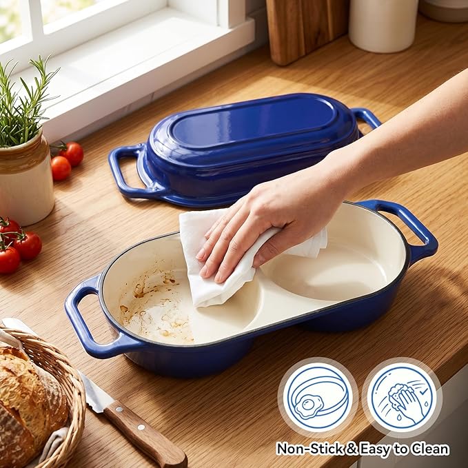 Double Dutch Oven Pot with Lid, Enameled Cast Iron Bread Loaf Pan, Dutch Oven - Image 7